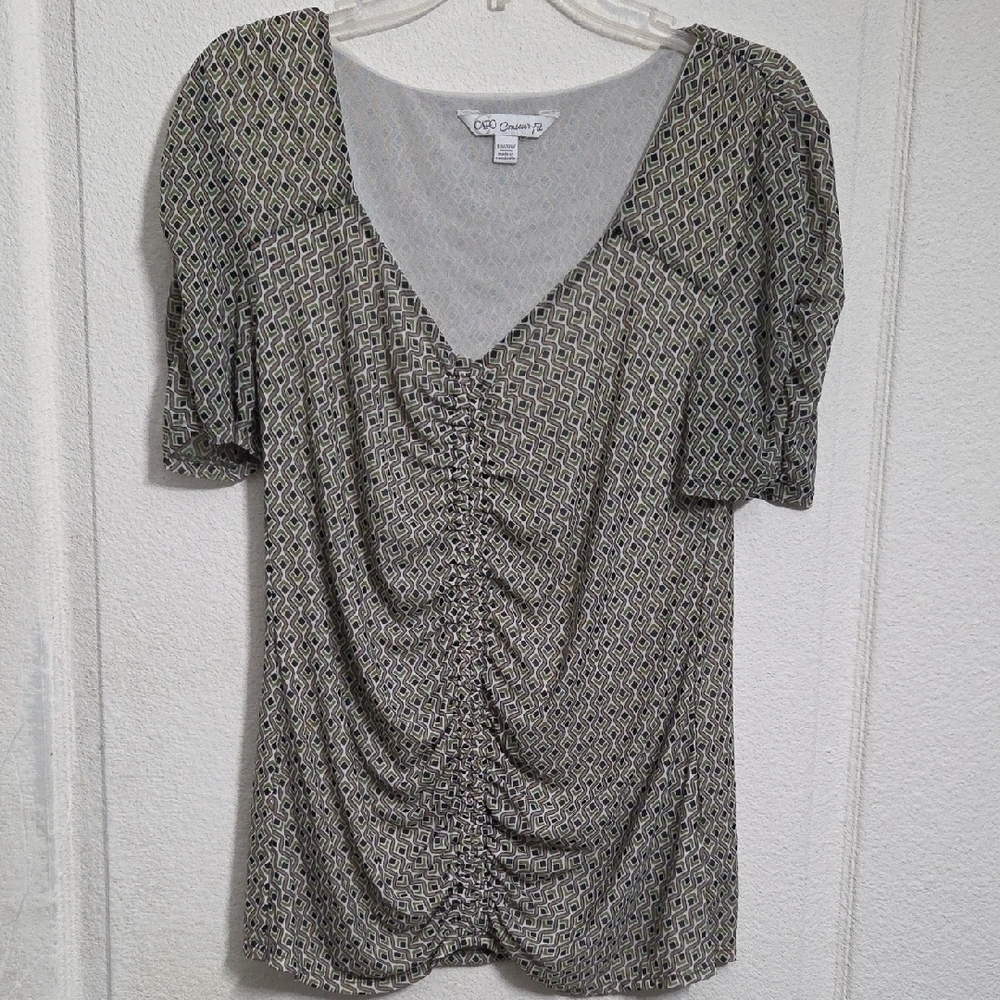 Chaus Women's Black and Gray Ruched Blouse